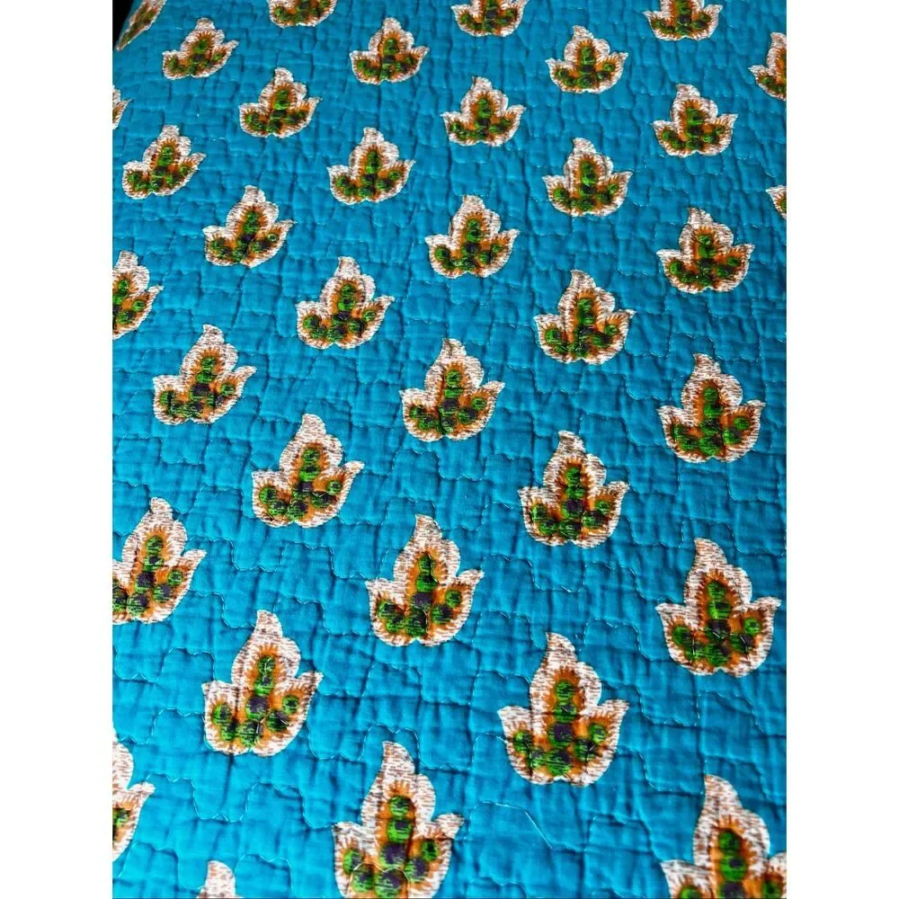 Virah Bella Suri Printed Reversible Quilt Suri Blue King Size Quilt